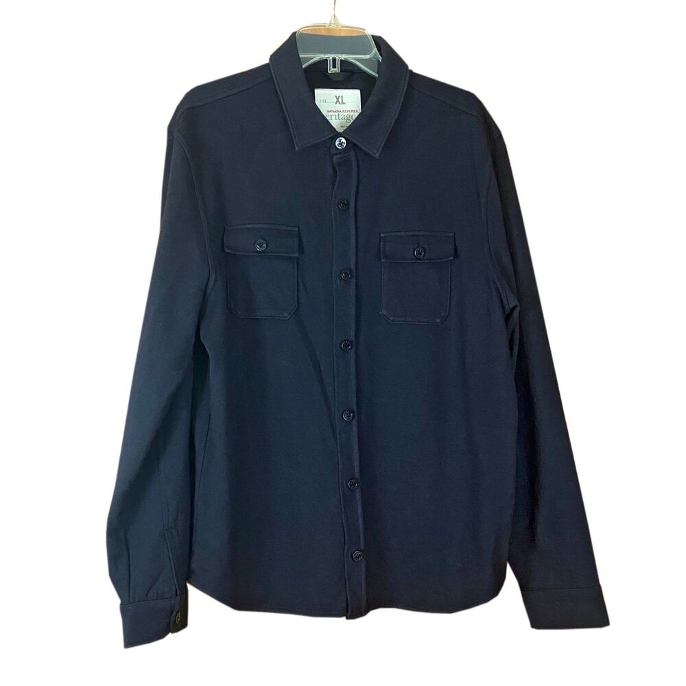 Banana Republic Heritage Utility Shirt Size XL Navy Blue Cotton Wool Flannel